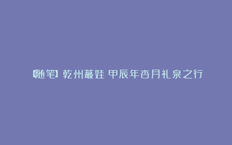 【随笔】乾州蕞娃：甲辰年杏月礼泉之行
