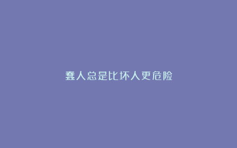 蠢人总是比坏人更危险