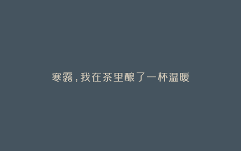 寒露,我在茶里酿了一杯温暖