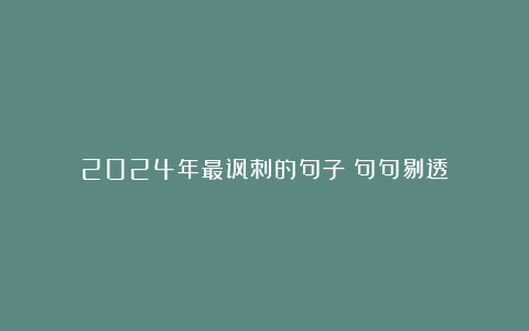 2024年最讽刺的句子:句句剔透!
