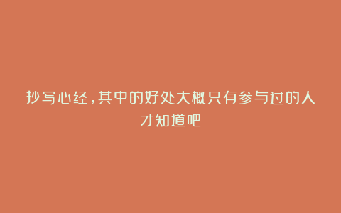 抄写心经,其中的好处大概只有参与过的人才知道吧