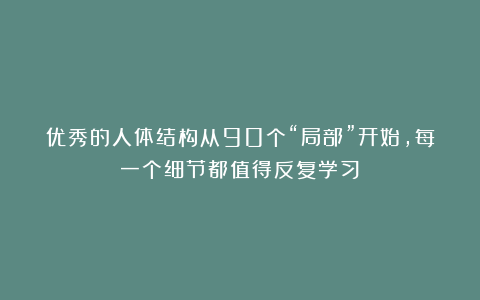 优秀的人体结构从90个“局部”开始，每一个细节都值得反复学习！