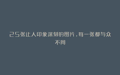 25张让人印象深刻的图片,每一张都与众不同