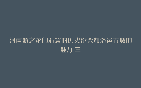 河南游之龙门石窟的历史沧桑和洛邑古城的魅力(三)