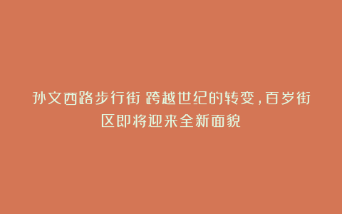孙文西路步行街:跨越世纪的转变,百岁街区即将迎来全新面貌