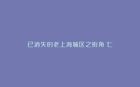 已消失的老上海城区之街角(七)