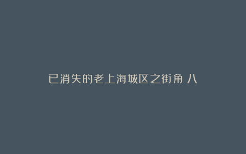 已消失的老上海城区之街角(八)