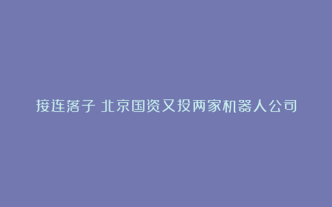 接连落子!北京国资又投两家机器人公司