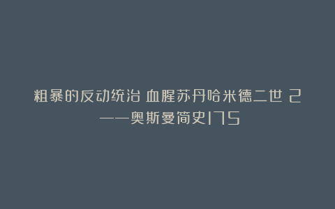 粗暴的反动统治:血腥苏丹哈米德二世(2)——奥斯曼简史175