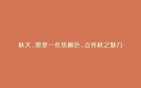 秋天,需要一些焦糖色,点亮秋之魅力!
