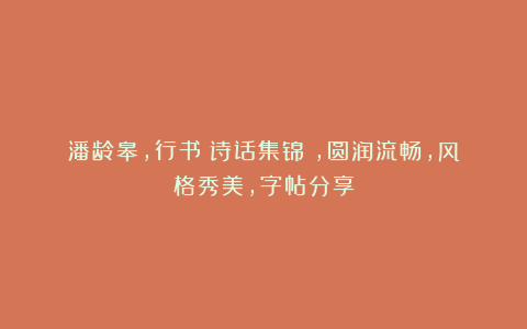 潘龄皋,行书《诗话集锦》,圆润流畅,风格秀美,字帖分享