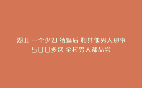 湖北!一个少妇!结婚后!和其他男人那事500多次!全村男人都品尝