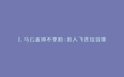 1、乌云盖顶不要追:追入飞进垃圾堆