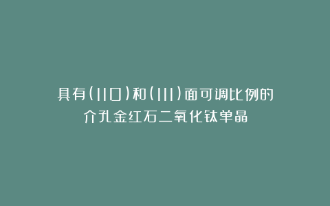 具有(110)和(111)面可调比例的介孔金红石二氧化钛单晶