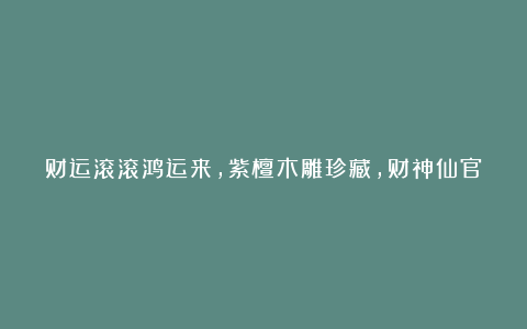 财运滚滚鸿运来,紫檀木雕珍藏,财神仙官