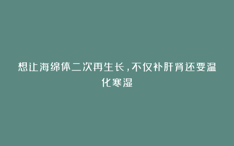 想让海绵体二次再生长,不仅补肝肾还要温化寒湿?