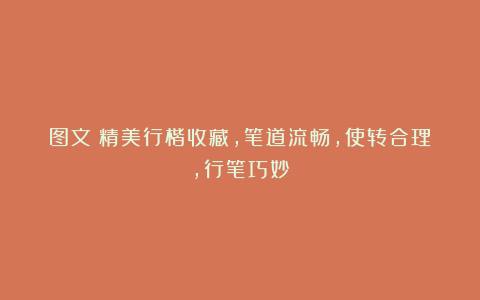 图文：精美行楷收藏，笔道流畅，使转合理，行笔巧妙