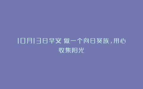 10月13日早安:做一个向日葵族,用心收集阳光
