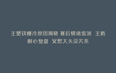 王楚钦爆冷原因揭晓!赛后情绪低落 王皓耐心复盘 安慰大头没关系