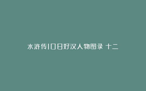 水浒传108好汉人物图录《十二》