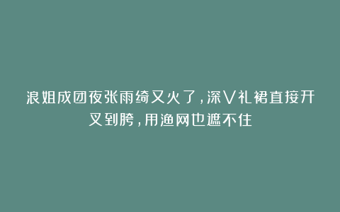 浪姐成团夜张雨绮又火了,深V礼裙直接开叉到胯,用渔网也遮不住