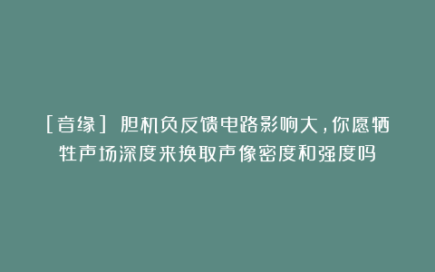 [音缘] 胆机负反馈电路影响大，你愿牺牲声场深度来换取声像密度和强度吗？