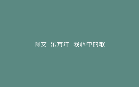 阿文||东方红 我心中的歌