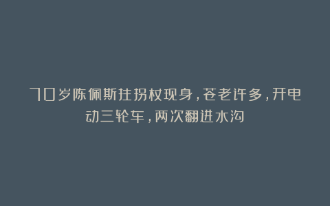 70岁陈佩斯拄拐杖现身,苍老许多,开电动三轮车,两次翻进水沟!
