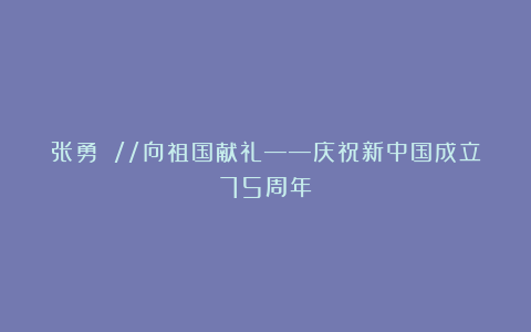 张勇 //向祖国献礼——庆祝新中国成立75周年