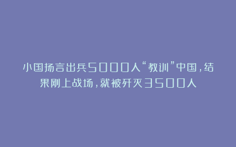 小国扬言出兵5000人“教训”中国,结果刚上战场,就被歼灭3500人