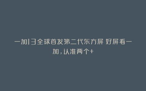 一加13全球首发第二代东方屏!好屏看一加,认准两个+