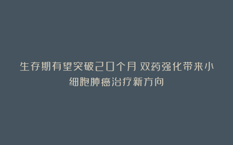 生存期有望突破20个月!双药强化带来小细胞肺癌治疗新方向!