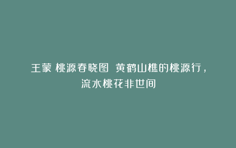 王蒙《桃源春晓图》:黄鹤山樵的桃源行,流水桃花非世间