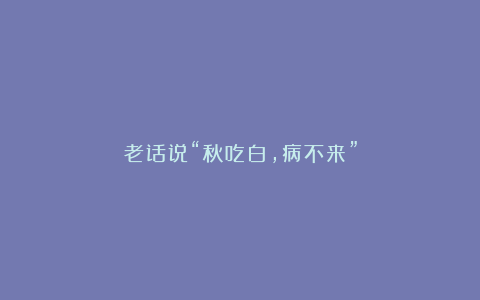 老话说“秋吃白,病不来”