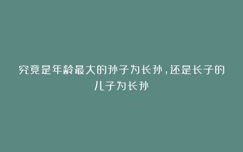 究竟是年龄最大的孙子为长孙,还是长子的儿子为长孙?