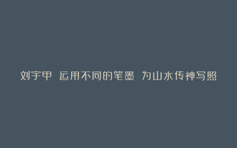 刘宇甲 运用不同的笔墨 为山水传神写照
