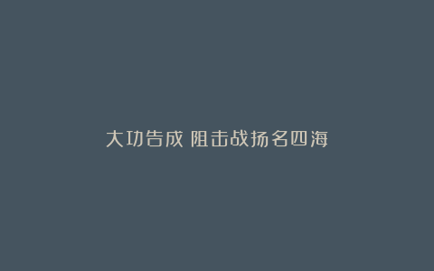 大功告成：阻击战扬名四海