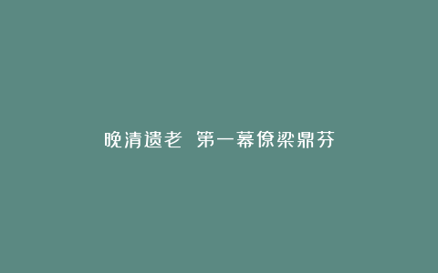 晚清遗老 第一幕僚梁鼎芬