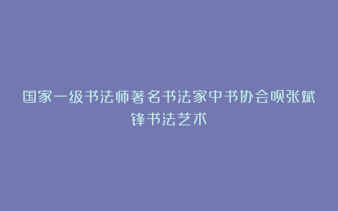 国家一级书法师著名书法家中书协会员张斌锋书法艺术