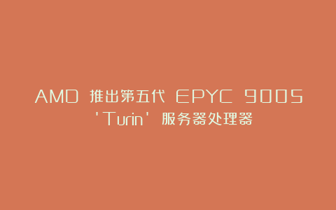 AMD 推出第五代 EPYC 9005 ‘Turin’ 服务器处理器