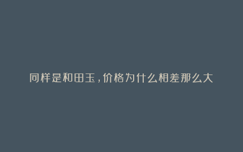 同样是和田玉,价格为什么相差那么大?