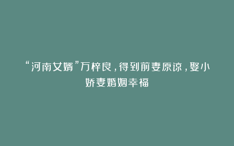 “河南女婿”万梓良，得到前妻原谅，娶小娇妻婚姻幸福
