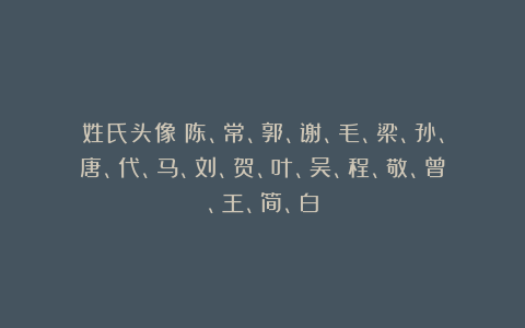 姓氏头像：陈、常、郭、谢、毛、梁、孙、唐、代、马、刘、贺、叶、吴、程、敬、曾、王、简、白