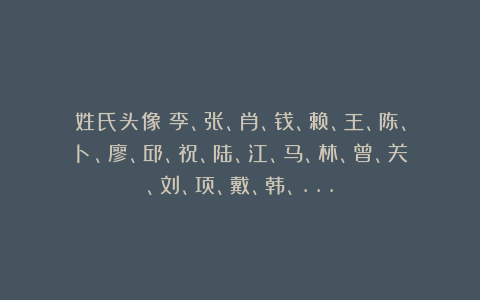 姓氏头像：李、张、肖、钱、赖、王、陈、卜、廖、邱、祝、陆、江、马、林、曾、关、刘、项、戴、韩、…