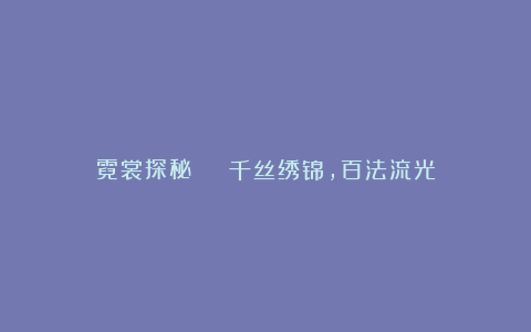 霓裳探秘 丨 千丝绣锦,百法流光