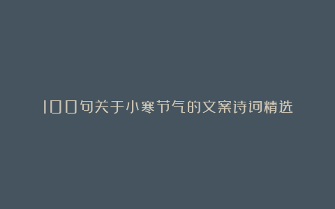 100句关于小寒节气的文案诗词精选