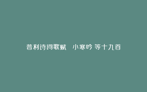 普利诗词歌赋 《小寒吟》等十九首
