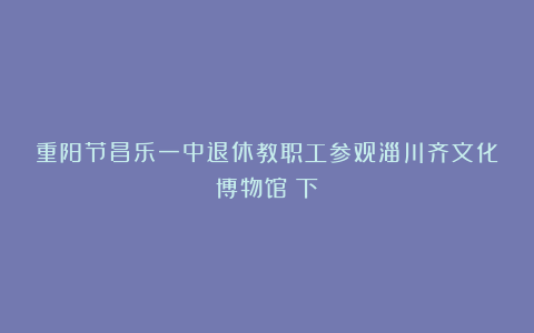 重阳节昌乐一中退休教职工参观淄川齐文化博物馆（下）