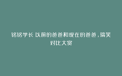 铭铭学长：以前的爸爸和现在的爸爸，搞笑对比大赏