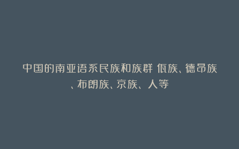 中国的南亚语系民族和族群:佤族、德昂族、布朗族、京族、俫人等